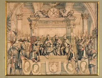 Hulde aan keizers Albrecht II, Friedrich III, Maximiliaan I en Karl V