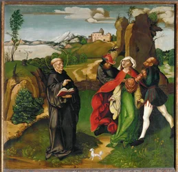 Sint Bernardus die een boze geest uitdrijft (tempera op hout)