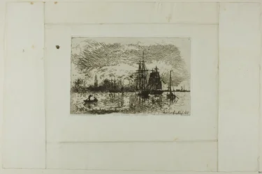 Ondergaande zon, haven van Antwerpen