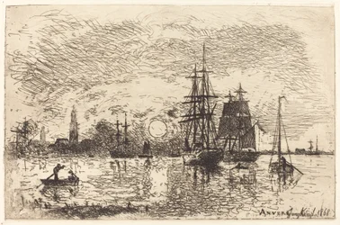 Zonsondergang, Haven van Antwerpen