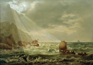 Scheepsbreuk aan de rotskust van Capri