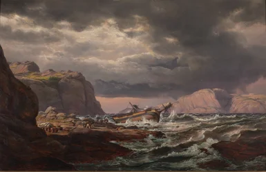 Scheepswrak aan de kust van Noorwegen