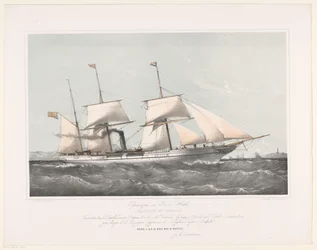 Schroefstoomschip Mariout et Hedjaz varend op zee