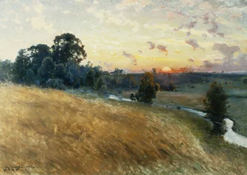 Een Uitgestrekt Landschap bij Zonsondergang, 1902
