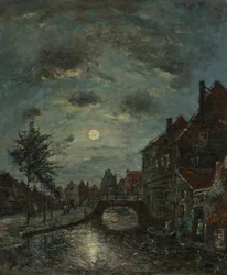 Een binnenvaartkanaal bij Dordrecht, Claire de Lune.