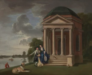 David Garrick en zijn vrouw bij zijn Tempel voor Shakespeare, Hampton