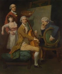Zelfportret met zijn dochter Maria Theresa, James Cervetto en Giacobbe Cervetto