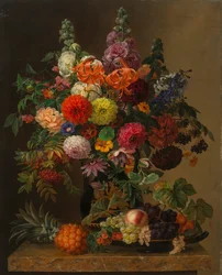 Stilleven met bloemen en fruit, 1836