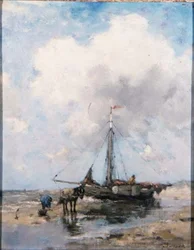 Een gestrande vissersboot