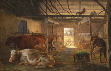 Een koeienstal op een boerderij in Vejby, Seeland
