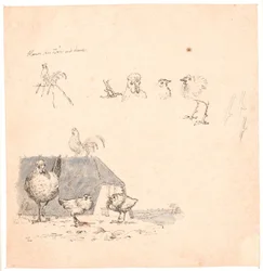 Hanenkuikens. Illustratie bij Kaalunds “Fabler for Børn”. Zie opmerking uit de kunstcatalogus.
