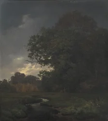 Landschap bij bewolkt weer. Late namiddag