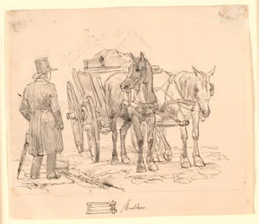 De vuilniswagenpaard. Illustratie voor Kaalunds "Fabler voor kinderen"