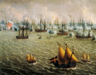 Slag bij Skargard tussen Zweedse en Russische vloten vanwege Zweedse heerschappij over Finland, 10 juli 1790