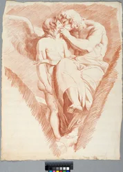 Academietekening. Rafaëls "Jupiter kust Cupido" in de loggia van Villa Farnesina in Rome