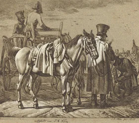 Paard met Soldaten die een Pijp Roken/Militaire Scene