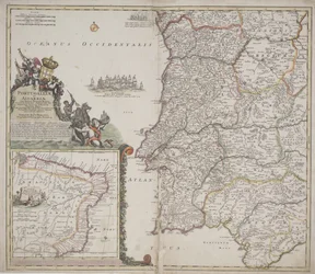 Portugal en Algarve (Portugallia et Algarbiae), c.1704 (handgekleurde ets)