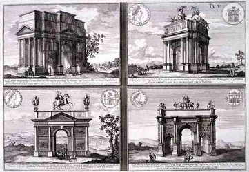 De Triomfboog van Catulus en Marius in Orange, De Boog van Domitianus, de Boog van Drusus en de Boog van Septimus Severus, uit 