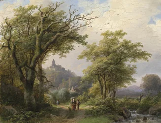 Wandelaar bij de beek