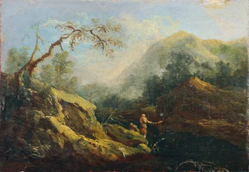 Berglandschap met visser