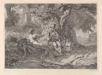 De kunstenaar rust uit met zijn gids, 1819.