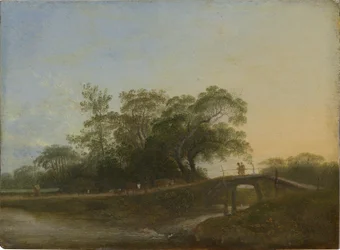 Landschap met voetgangersbrug