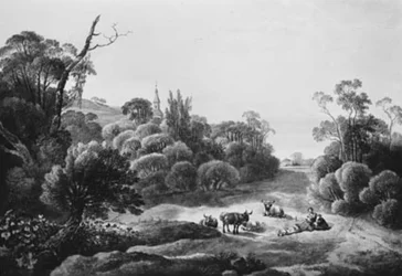Landschap met vee en herderspaar