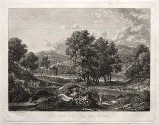 Heroïsch landschap: De herdersdans op de brug, 1792