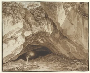Rotsachtig landschap met jagers