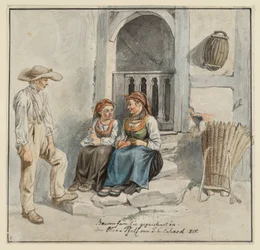 Boerenfamilie voor het huis