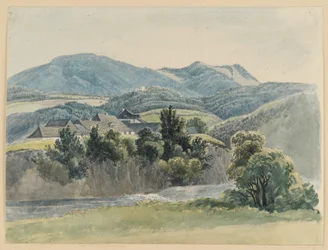 Rivier- en berglandschap bij Glocknitz