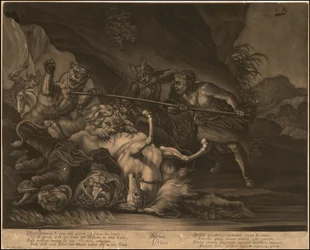 Ca. 1770 allegorische mezzotint van Afrika