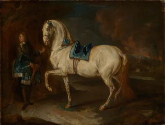 Stalmeester met wit paard