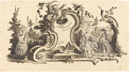 Cartouches Modernes versierd met verschillende Figuren (Plate VI-1 uit de set)