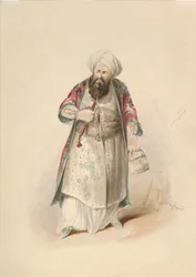 Kostuumstudie voor Osmin in de Ontvoering uit het Serail door W.A. Mozart, ca. 1830-50