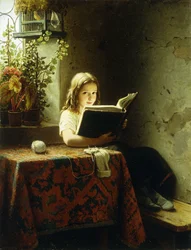 Een lezend meisje, 1871