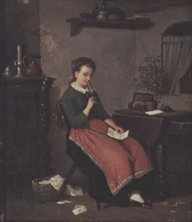 Jong meisje schrijft een liefdesbrief