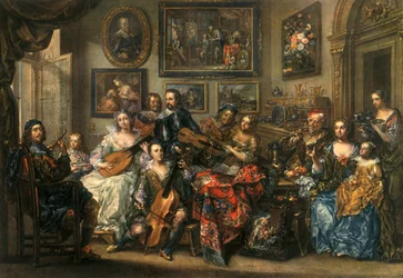 Fluit, luit, cello en viool, Johann Georg Platzer 1704-1761, 1948