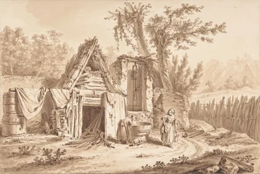 Wasvrouwen voor een huisje, 1769