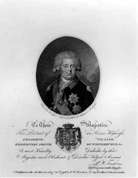 Portret van Frederik Willem III (1770-1840), Erfprins van Württemberg, gegraveerd door Peltro William Tomkins (c.1759-1840), gepubliceerd door P.W.Tomkins, 20 augustus 1796