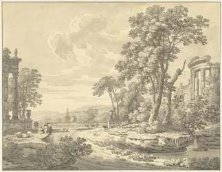 Italiaans landschap met ruïnes