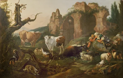 Boerderijdieren in een landschap, 1685