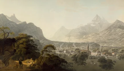 Het dorp Bex, de Dent de Morcles en de Dents du Midi