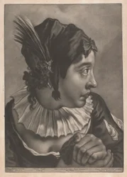 Portret van een vrouw met een veer