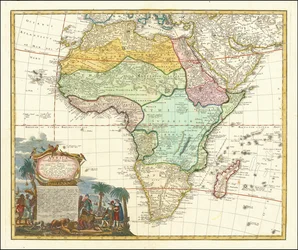 Kaart van Afrika uit 1737 door Johann Matthias Hase