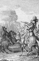 Voorstelling van Albert I van het Heilige Rijk (1255-1308) in 1303 (Albert I van Duitsland in 1303) Gravure door Johann Michael Mettenleiter (1765-1853) 1800 Privécollectie