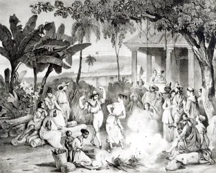 Landu Dans, gegraveerd door Victor Adam en Monthellier