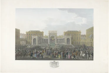 Inhuldiging van Willem I te Brussel op 21 september 1815 Twaalf platen van de aankomst en inhuldiging van Willem I in Brussel en de slagen bij Quatre-Bras en Waterloo in 1815 (serietitel)
