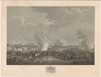 Slag bij Waterloo, 1815 Twaalf platen van de aankomst en inhuldiging van Willem I in Brussel en de slagen bij Quatre-Bras en Waterloo in 1815 (serietitel)