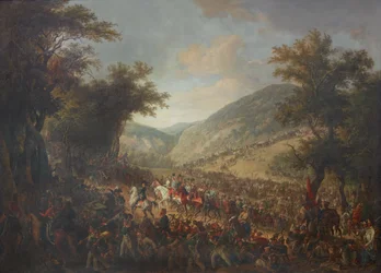 De geallieerde legers, keizer Franz I (II) van Oostenrijk met kroonprins Ferdinand aan het hoofd, steken in juli 1815 de Vogezen over